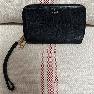 Kate Spade Black Wristlet with Gold Accents